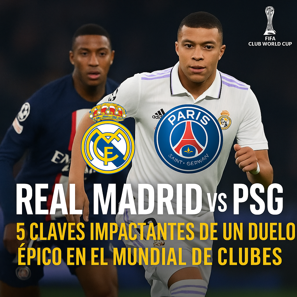 Real Madrid vs PSG Kylian Mbappé con la camiseta del Real Madrid enfrentando al PSG en el Mundial de Clubes 2025